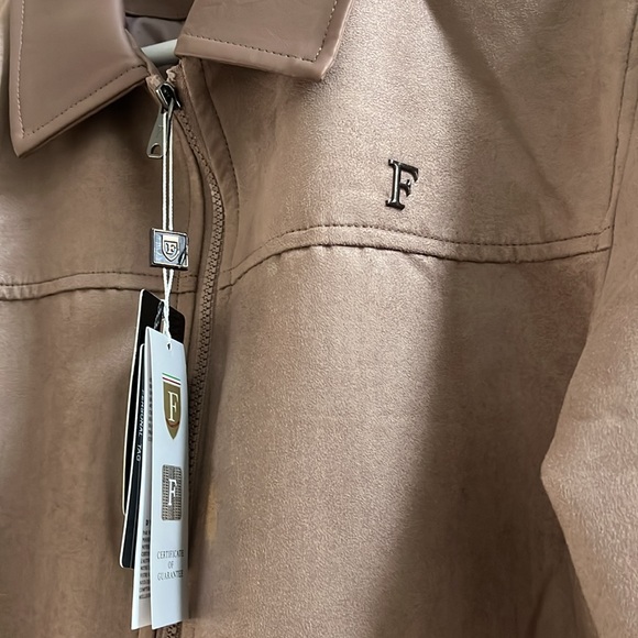 NWT F Collection tan suede and leather full zip jacket never worn - Picture 5 of 16